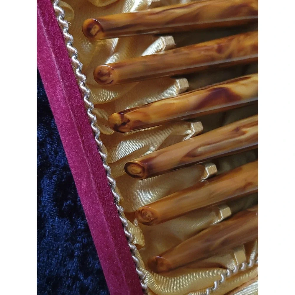 Vintage Kaiser Jr Germany Knife Set 6pc Stainless Butterscotch Marbled Handles